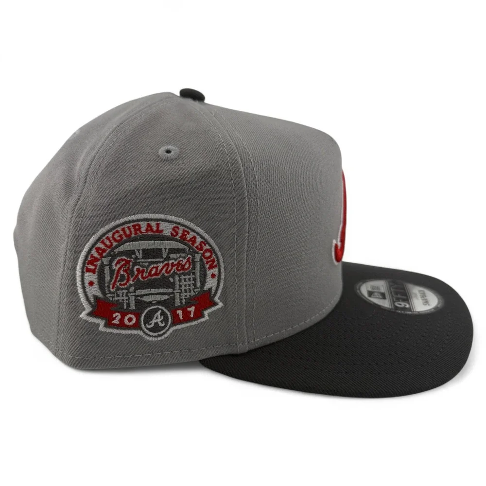 New Era Atlanta Braves MLB Grey A-Frame 9FIFTY Snapback Adjustable Hat Cap
